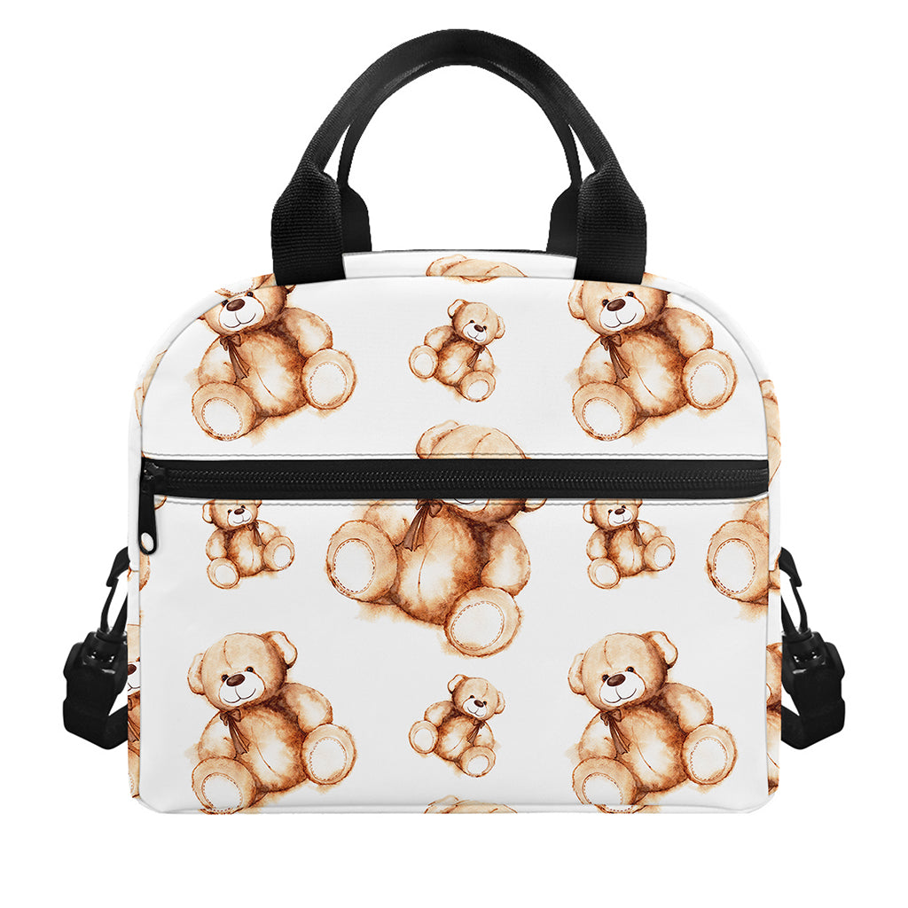 Cute Teddy Bear Pattern Print Insulated Lunch Bag