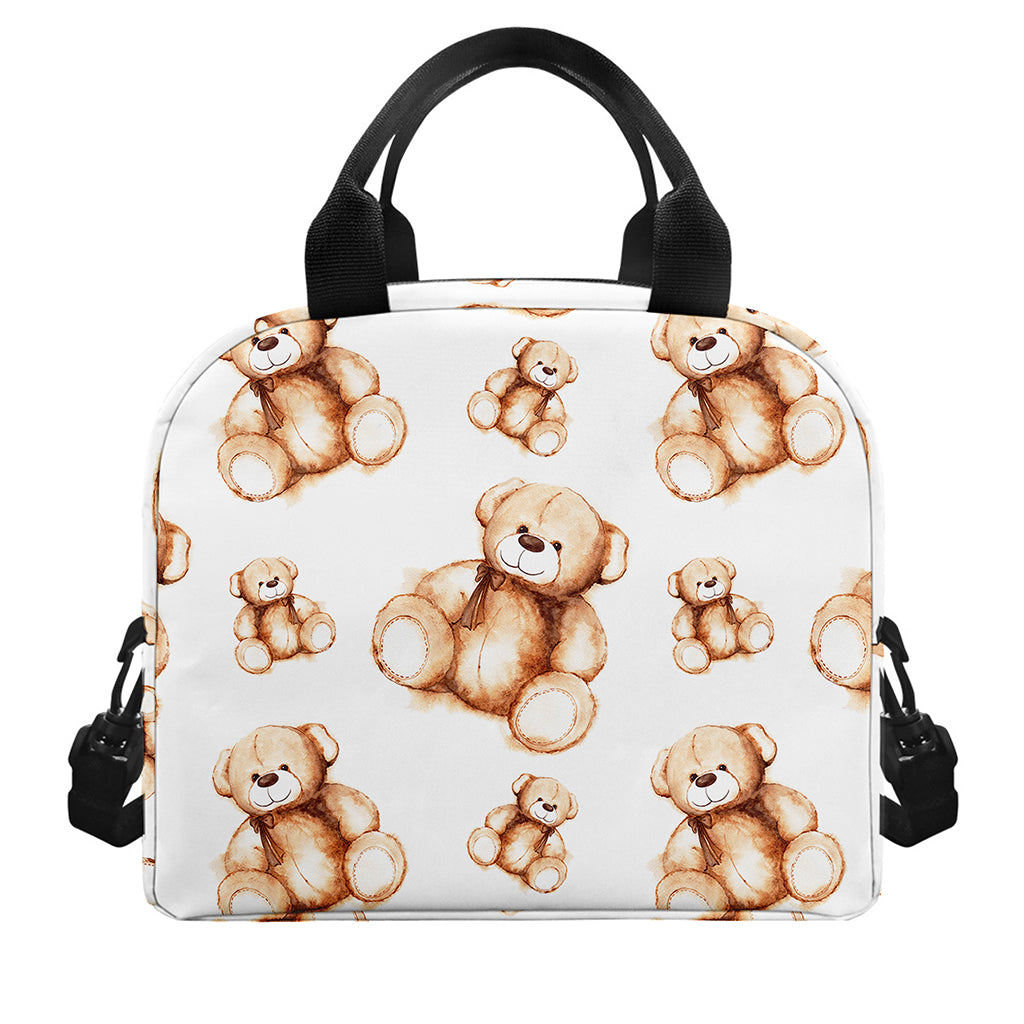 Cute Teddy Bear Pattern Print Insulated Lunch Bag
