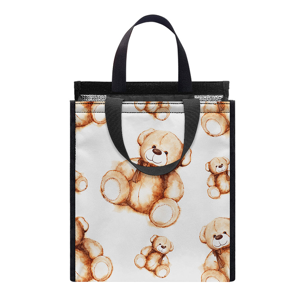 Cute Teddy Bear Pattern Print Insulated Lunch Tote
