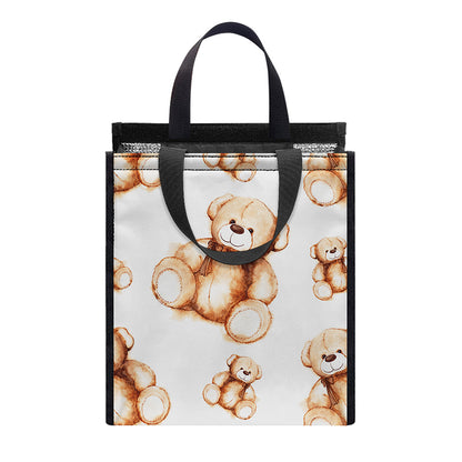 Cute Teddy Bear Pattern Print Insulated Lunch Tote