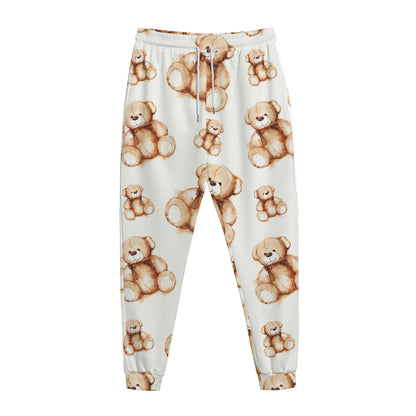 Cute Teddy Bear Pattern Print Jogger Pants
