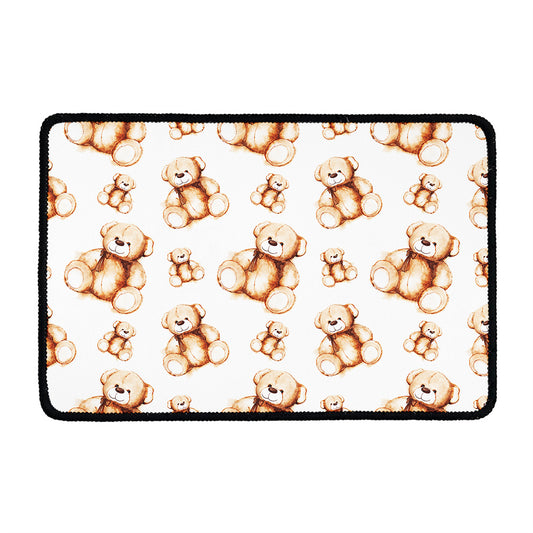 Cute Teddy Bear Pattern Print Kitchen Mat