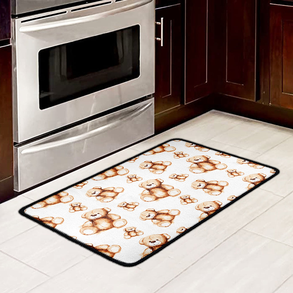 Cute Teddy Bear Pattern Print Kitchen Mat