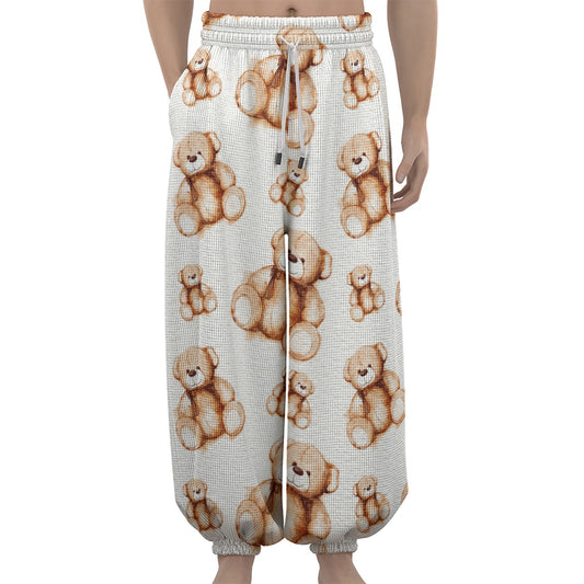 Cute Teddy Bear Pattern Print Lantern Pants