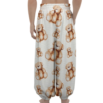 Cute Teddy Bear Pattern Print Lantern Pants