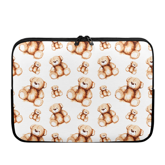 Cute Teddy Bear Pattern Print Laptop Sleeve