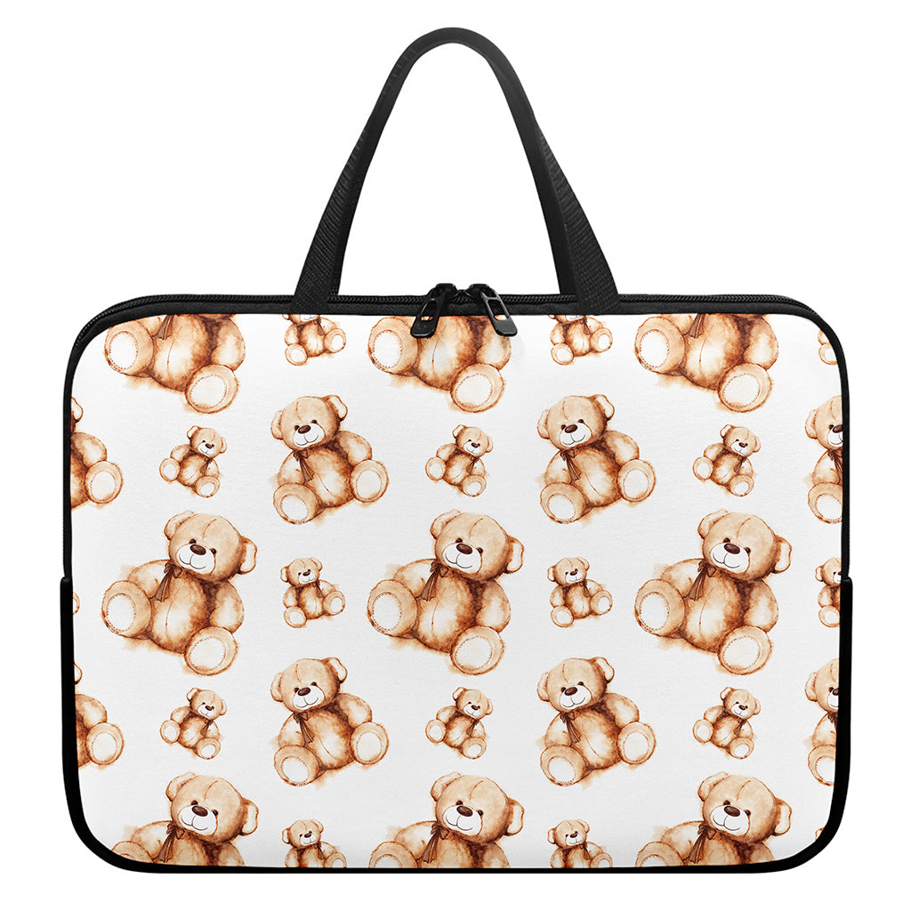 Cute Teddy Bear Pattern Print Laptop Sleeve With Handle