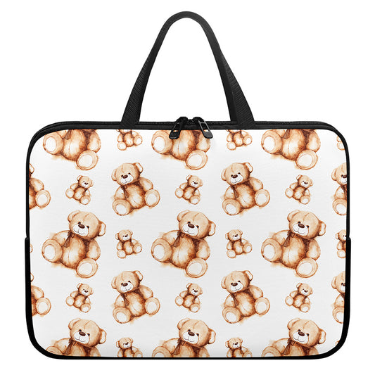 Cute Teddy Bear Pattern Print Laptop Sleeve With Handle