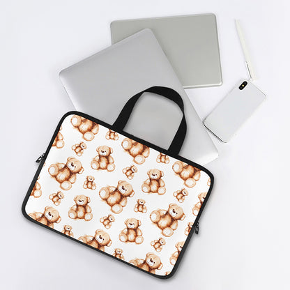 Cute Teddy Bear Pattern Print Laptop Sleeve With Handle