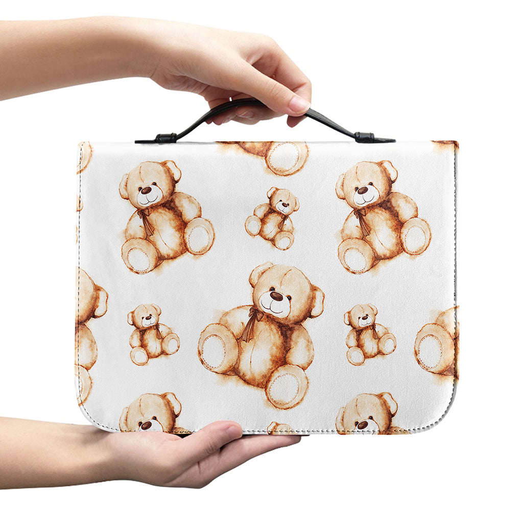 Cute Teddy Bear Pattern Print Leather Bible Cover