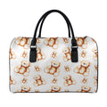 Cute Teddy Bear Pattern Print Leather Duffel Bag