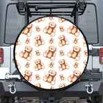 Cute Teddy Bear Pattern Print Leather Spare Tire Cover