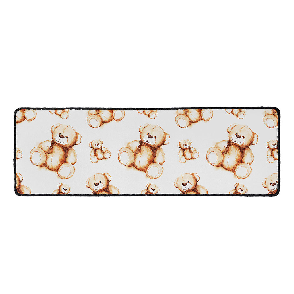 Cute Teddy Bear Pattern Print Long Kitchen Mat