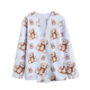 Cute Teddy Bear Pattern Print Long Sleeve Short Coat