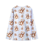 Cute Teddy Bear Pattern Print Long Sleeve Short Coat