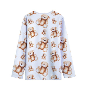 Cute Teddy Bear Pattern Print Long Sleeve Short Coat