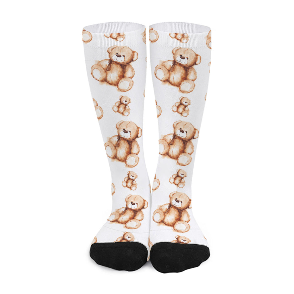 Cute Teddy Bear Pattern Print Long Socks