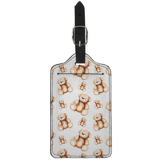 Cute Teddy Bear Pattern Print Luggage Tag