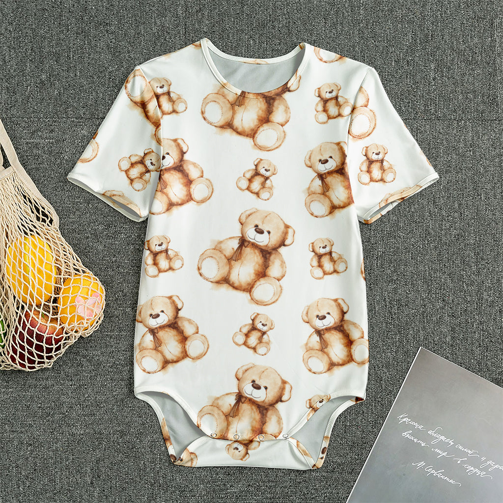 Cute Teddy Bear Pattern Print Men's Bodysuit
