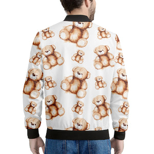 Cute Teddy Bear Pattern Print Men's Bomber Jacket