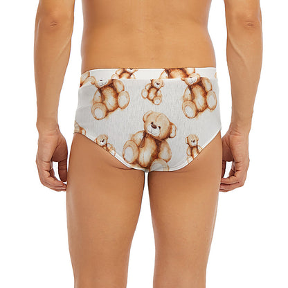 Cute Teddy Bear Pattern Print Men's Briefs