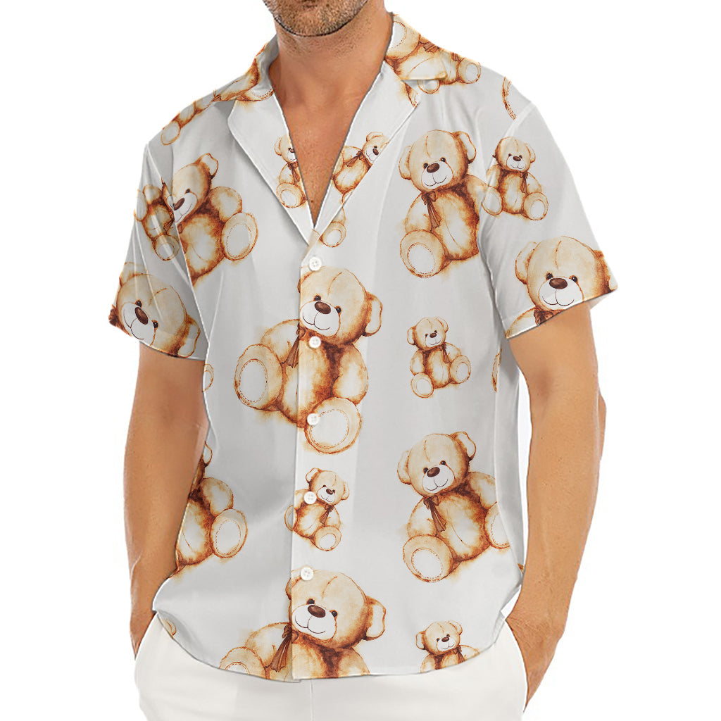 Cute Teddy Bear Pattern Print Men's Deep V-Neck Shirt