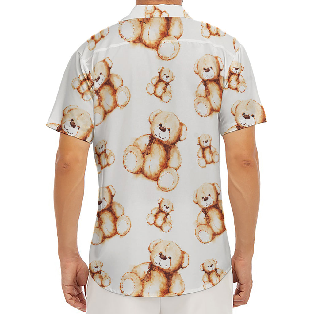 Cute Teddy Bear Pattern Print Men's Deep V-Neck Shirt