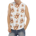 Cute Teddy Bear Pattern Print Men's Fitness Tank Top