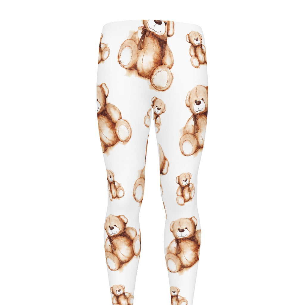 Cute Teddy Bear Pattern Print Men's leggings