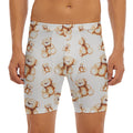 Cute Teddy Bear Pattern Print Men's Long Boxer Briefs