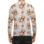 Cute Teddy Bear Pattern Print Men's Long Sleeve Rash Guard
