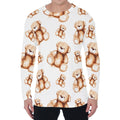 Cute Teddy Bear Pattern Print Men's Long Sleeve T-Shirt