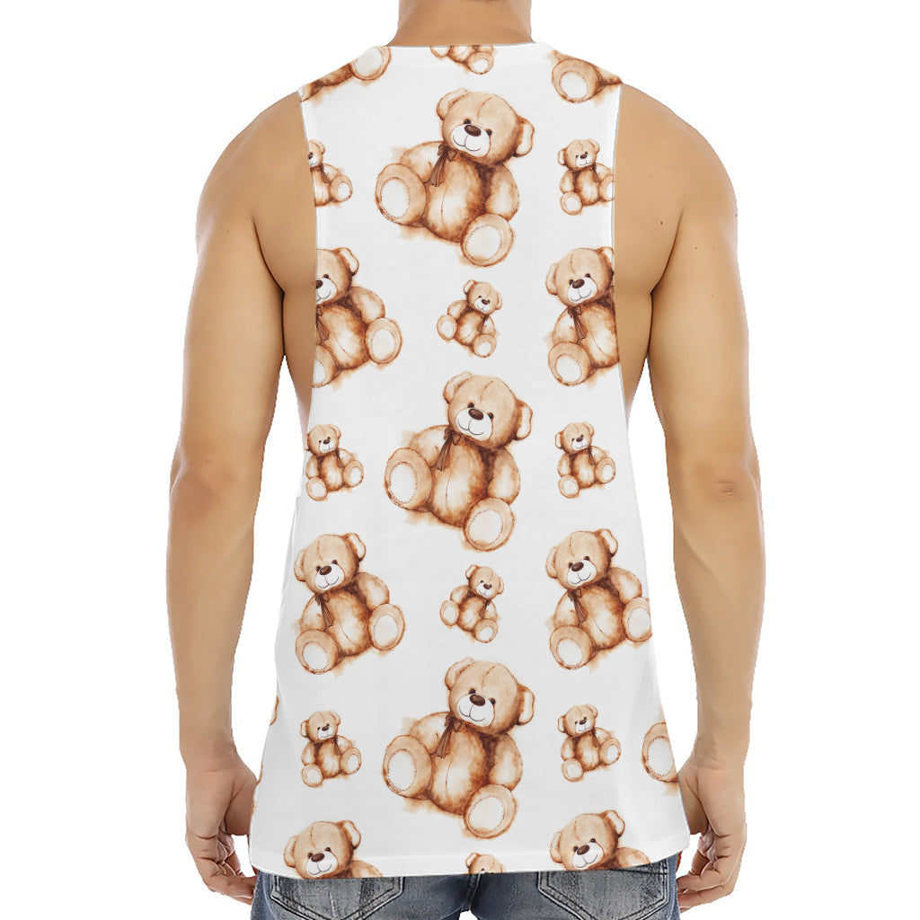 Cute Teddy Bear Pattern Print Men's Muscle Tank Top