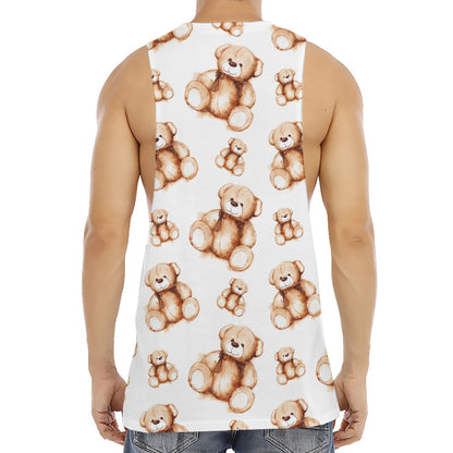 Cute Teddy Bear Pattern Print Men's Muscle Tank Top