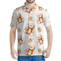 Cute Teddy Bear Pattern Print Men's Polo Shirt