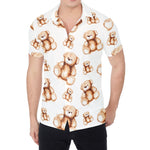 Cute Teddy Bear Pattern Print Men's Shirt