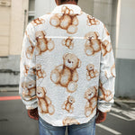 Cute Teddy Bear Pattern Print Men's Shirt Jacket