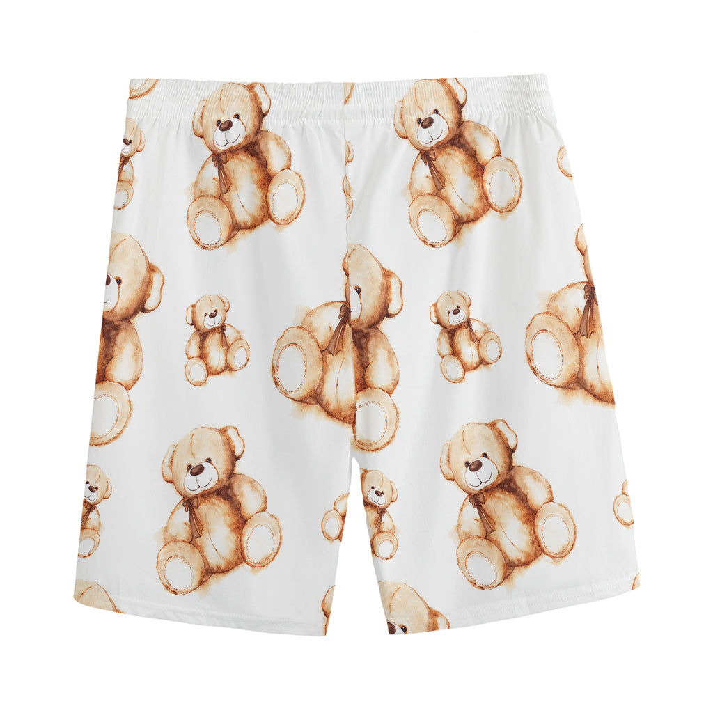 Cute Teddy Bear Pattern Print Men's Sports Shorts