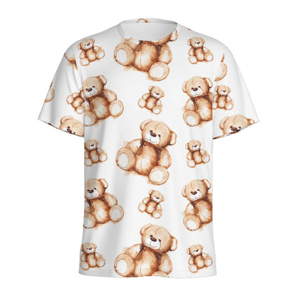 Cute Teddy Bear Pattern Print Men's Sports T-Shirt