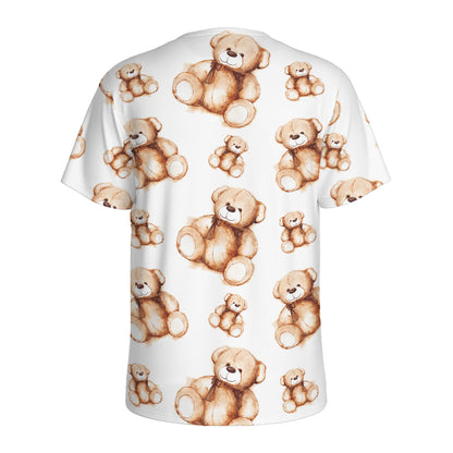 Cute Teddy Bear Pattern Print Men's Sports T-Shirt