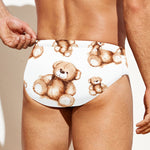 Cute Teddy Bear Pattern Print Men's Swim Briefs