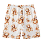 Cute Teddy Bear Pattern Print Men's Swim Trunks