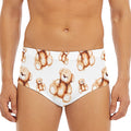 Cute Teddy Bear Pattern Print Men's Triangle Swim Briefs
