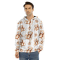 Cute Teddy Bear Pattern Print Men's Velvet Pullover Hoodie