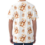 Cute Teddy Bear Pattern Print Men's Velvet T-Shirt