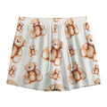 Cute Teddy Bear Pattern Print Mesh Shorts