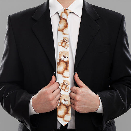 Cute Teddy Bear Pattern Print Necktie