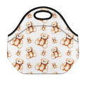 Cute Teddy Bear Pattern Print Neoprene Lunch Bag