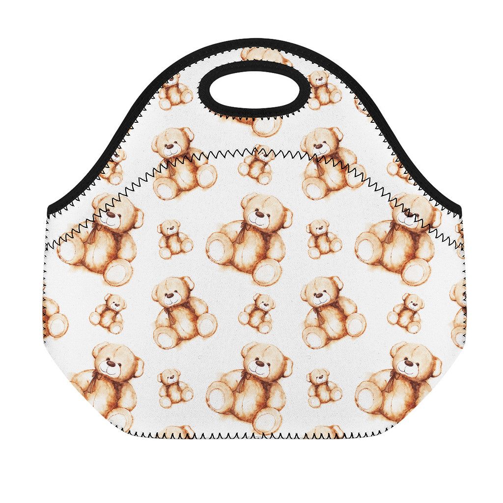 Cute Teddy Bear Pattern Print Neoprene Lunch Bag