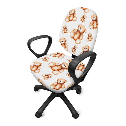 Cute Teddy Bear Pattern Print Office Chair Cover